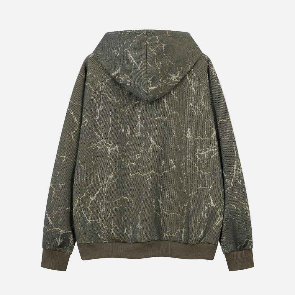 Gothic Punk Distressed Loose Fit Front Pocket Hoodie
