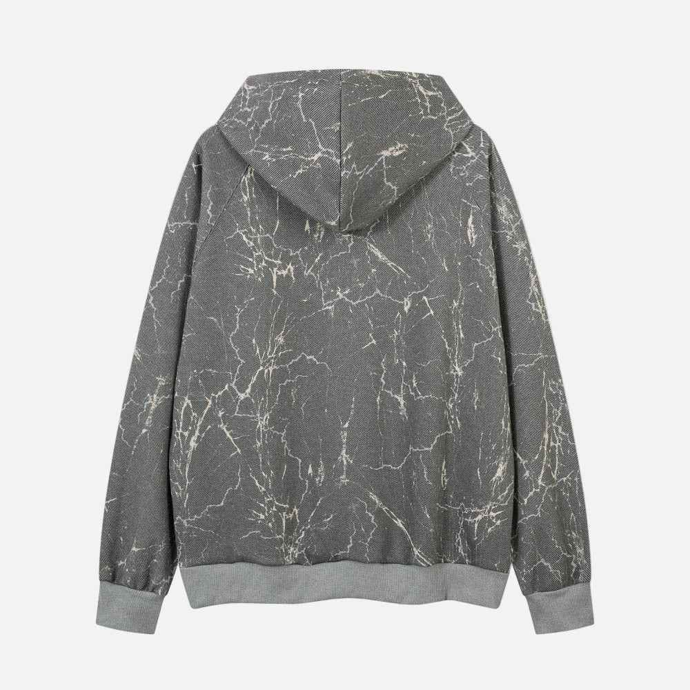 Gothic Punk Distressed Loose Fit Front Pocket Hoodie