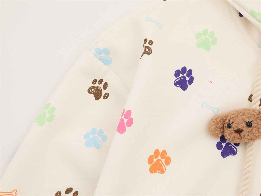 Y2K Women Cool Bear Paw Print Hooded Sweatshirt