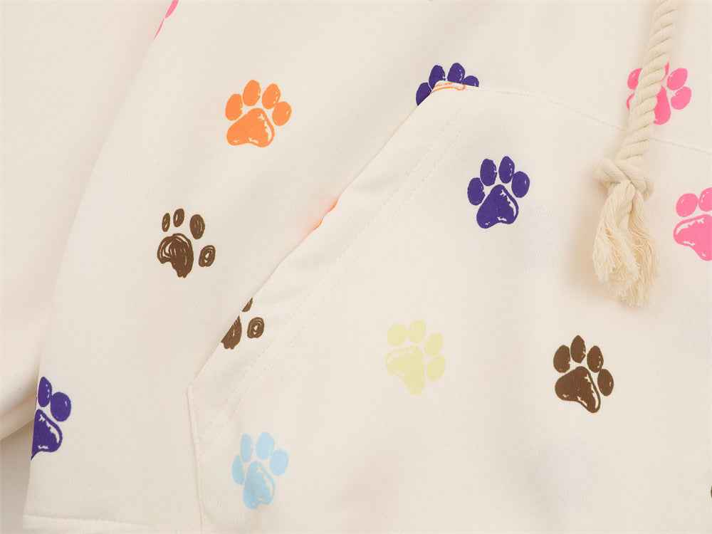Y2K Women Cool Bear Paw Print Hooded Sweatshirt