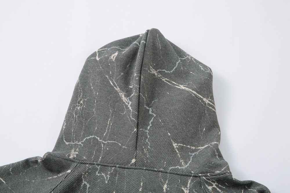 Gothic Punk Distressed Loose Fit Front Pocket Hoodie