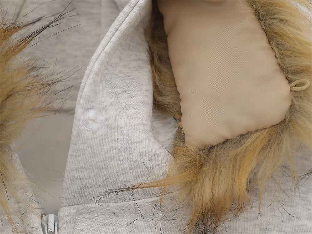Stylish Oversized Detachable Faux Fur Hooded Sweatshirt