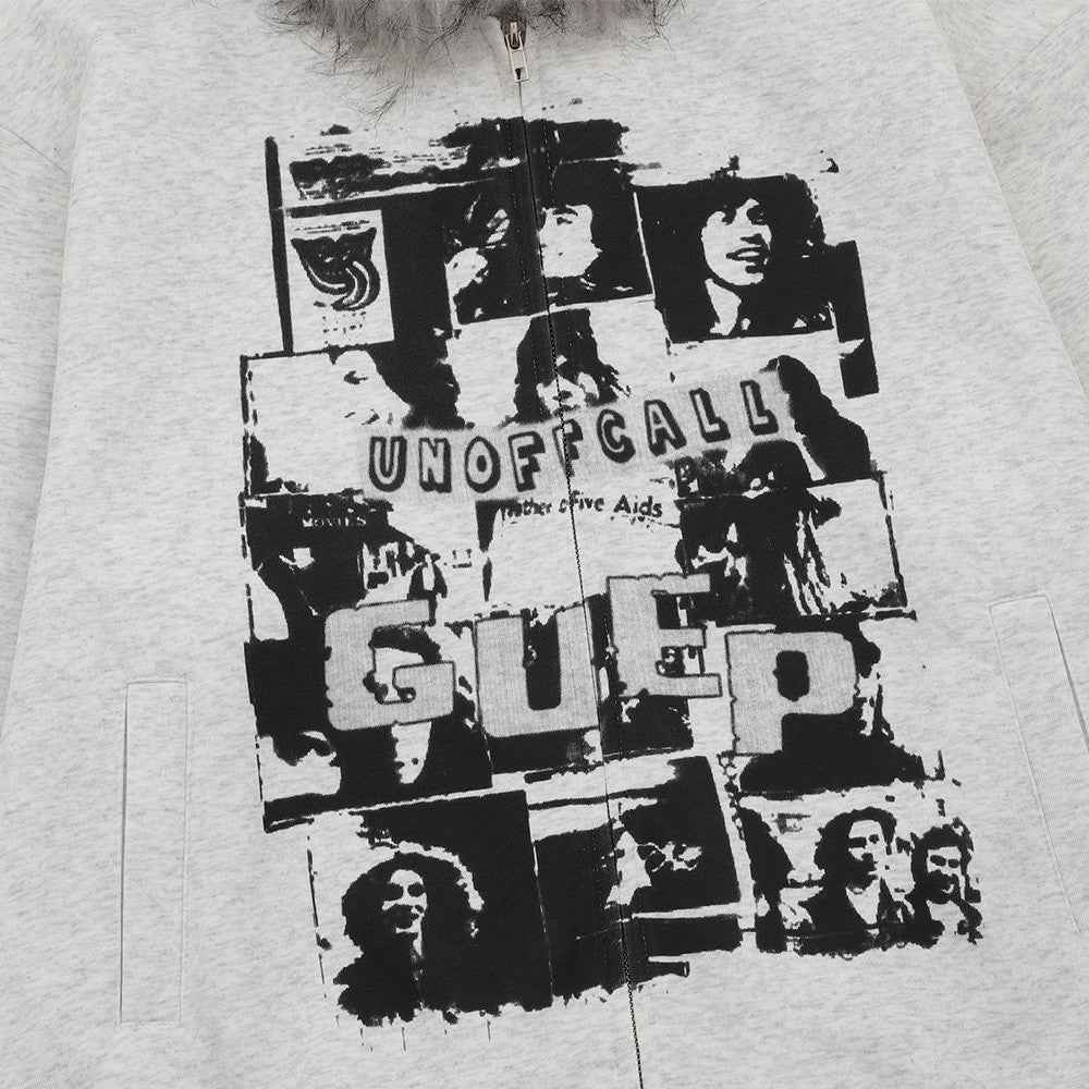 Streetwear Y2K Oversized Faux Fur Hooded Sweatshirt