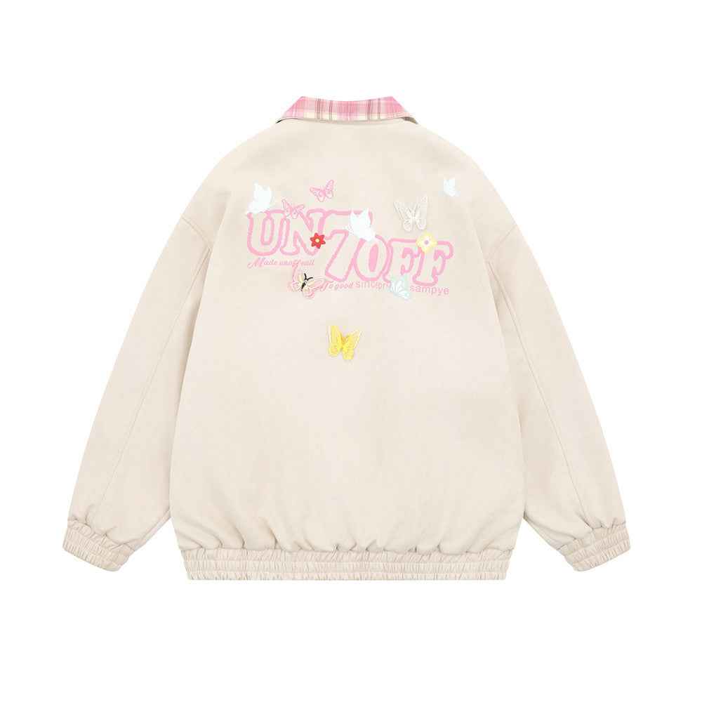 Y2K Butterfly Print Bloom Embroidered Casual Jacket