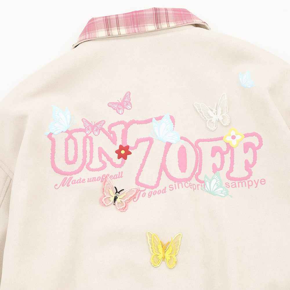 Y2K Butterfly Print Bloom Embroidered Casual Jacket