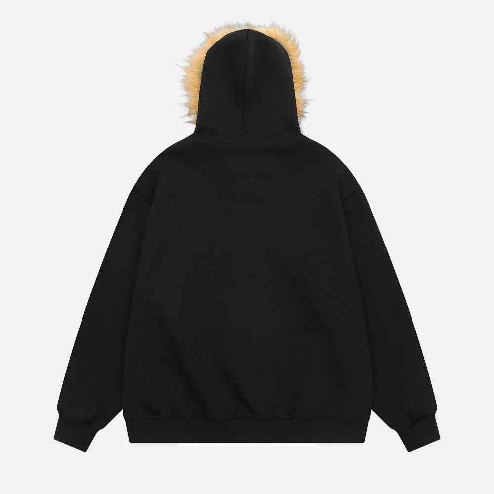 Streetwear Y2K Oversized Faux Fur Hooded Sweatshirt