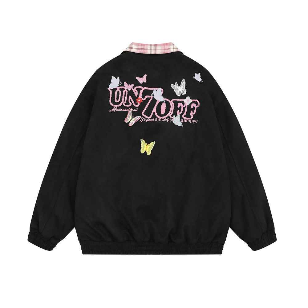 Y2K Butterfly Print Bloom Embroidered Casual Jacket