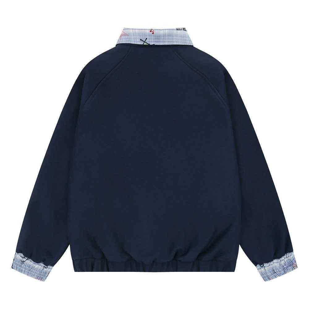 Y2K Cartoon Playful Patchwork Plaid Collar Jacket
