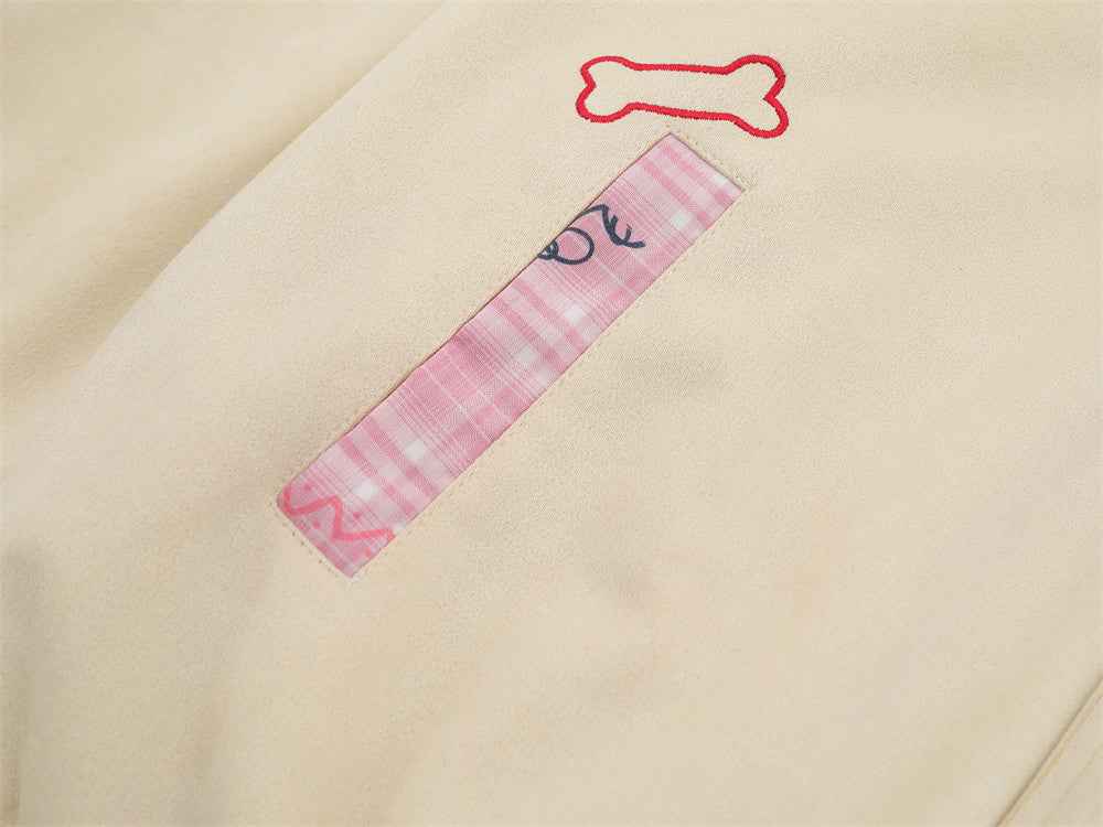 Y2K Cartoon Playful Patchwork Plaid Collar Jacket