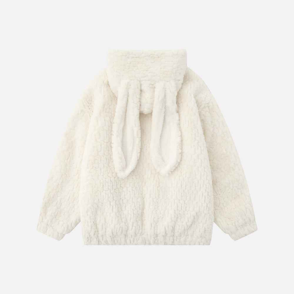 Cozy Cartoon Rabbit Ear Hooded Fur Jacket