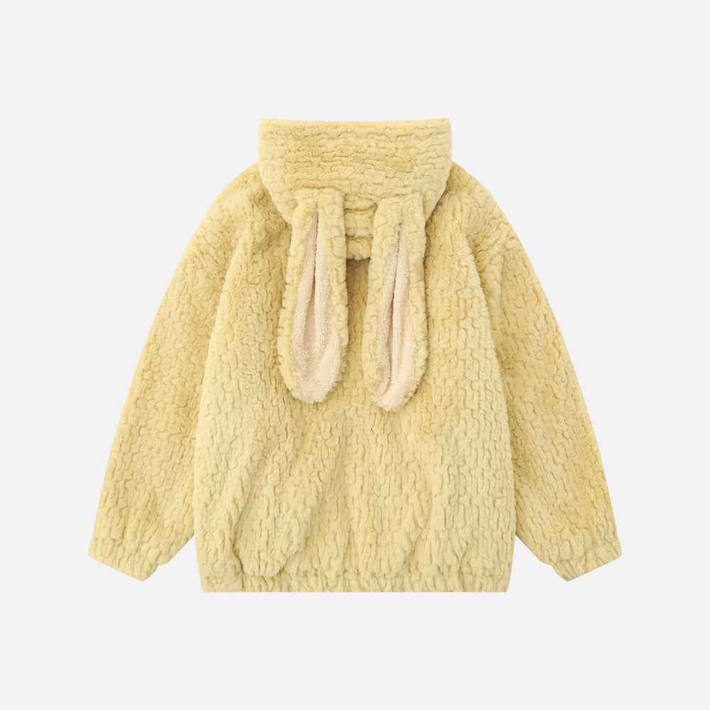 Cozy Cartoon Rabbit Ear Hooded Fur Jacket