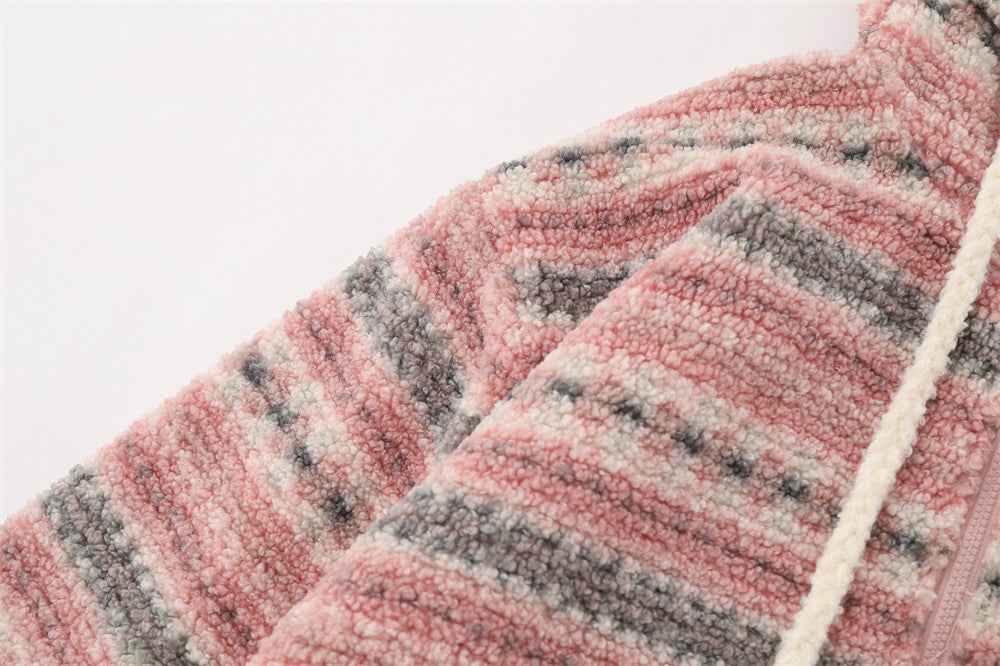 Soft Striped Winter Cartoon Rabbit Hooded Sweatshirt