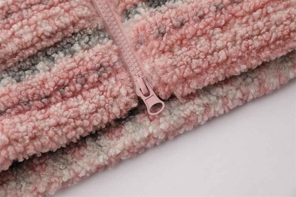 Soft Striped Winter Cartoon Rabbit Hooded Sweatshirt