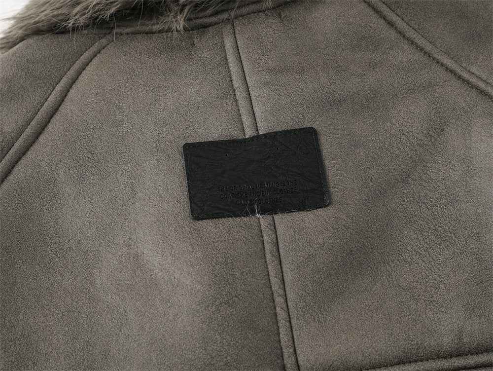 Winter Multi Pocket Thick High Neck Leather Jacket