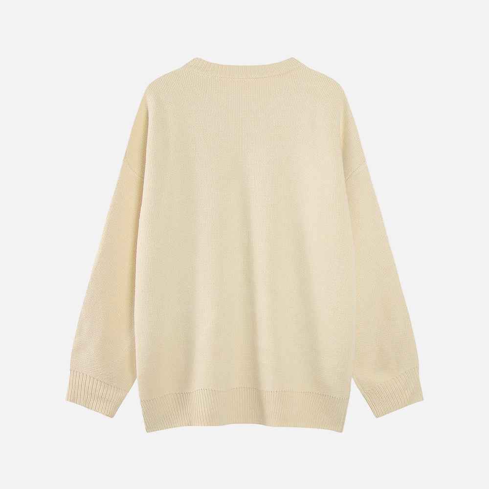 Women Retro Cozy Cartoon Round Neck Sweater