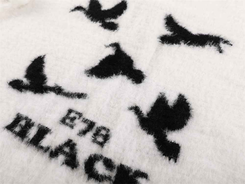 Y2K Cozy Silhouette Butterfly Jacquard Sweater