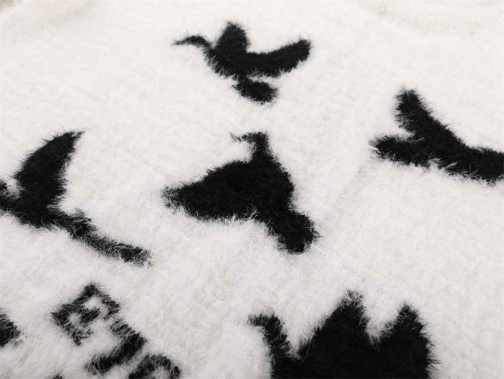 Y2K Cozy Silhouette Butterfly Jacquard Sweater