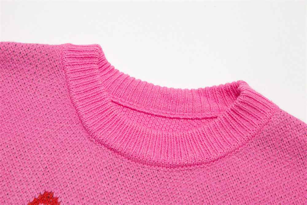 Women Retro Cozy Cartoon Round Neck Sweater