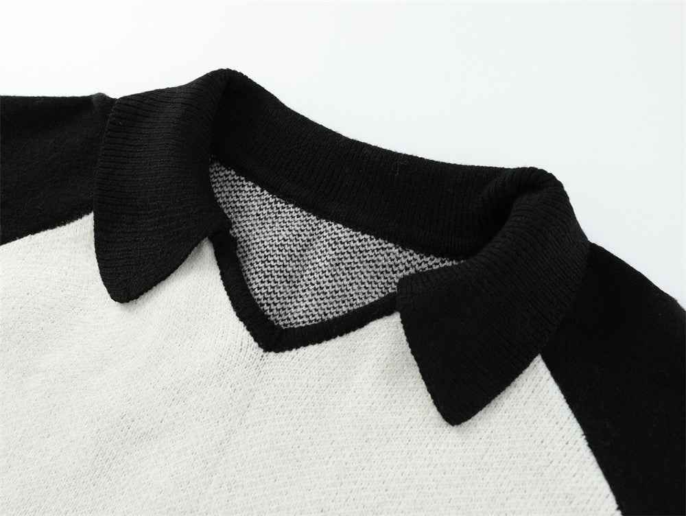 Essential Hip Hop Color Block Knitted Sports Sweater