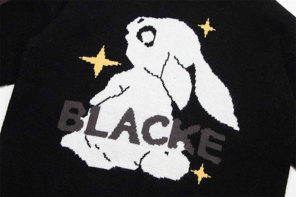 Y2K Cozy Cartoon Rabbit Round Neck Sweater