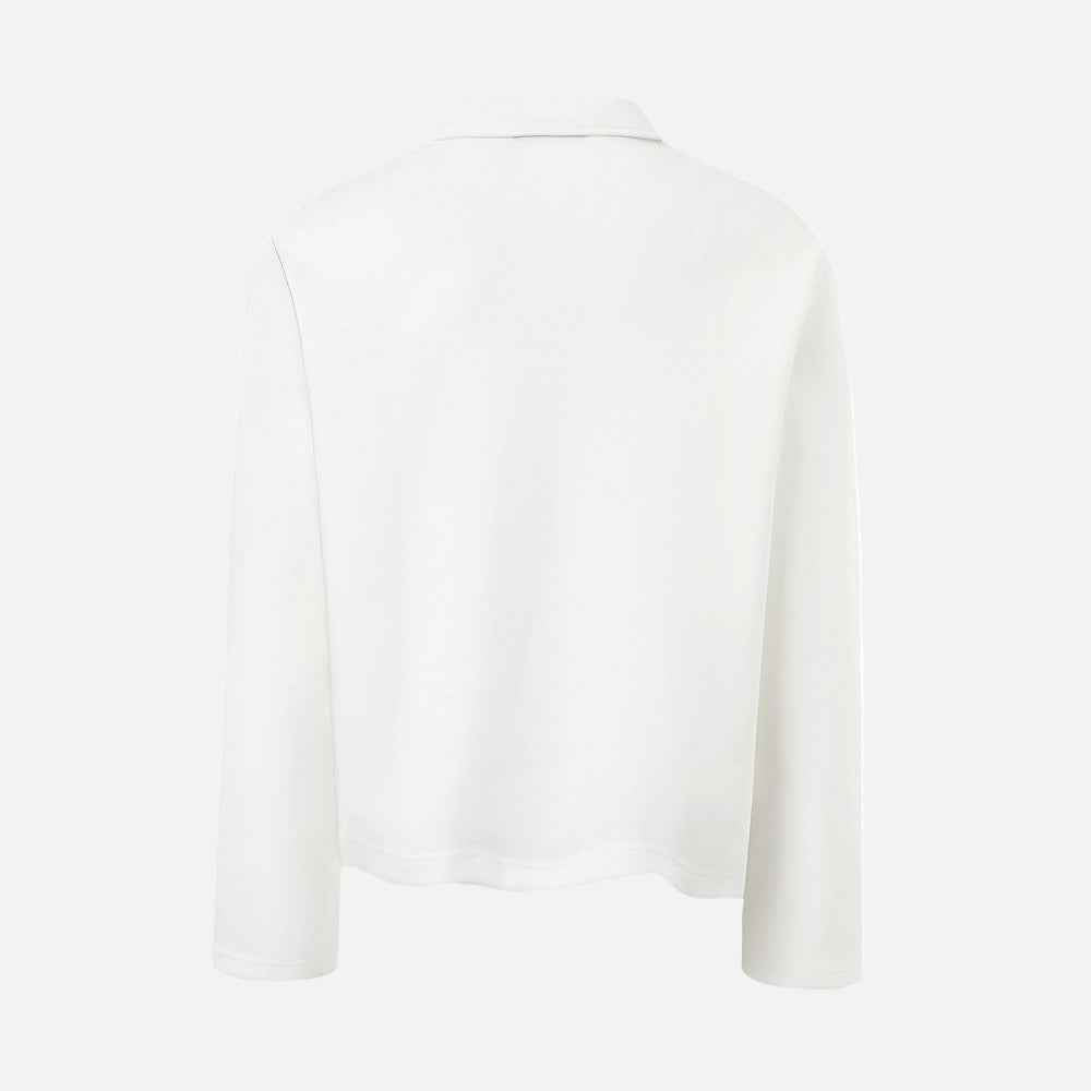 Retro Stylish Badge Print Long Sleeve Polo T-Shirt