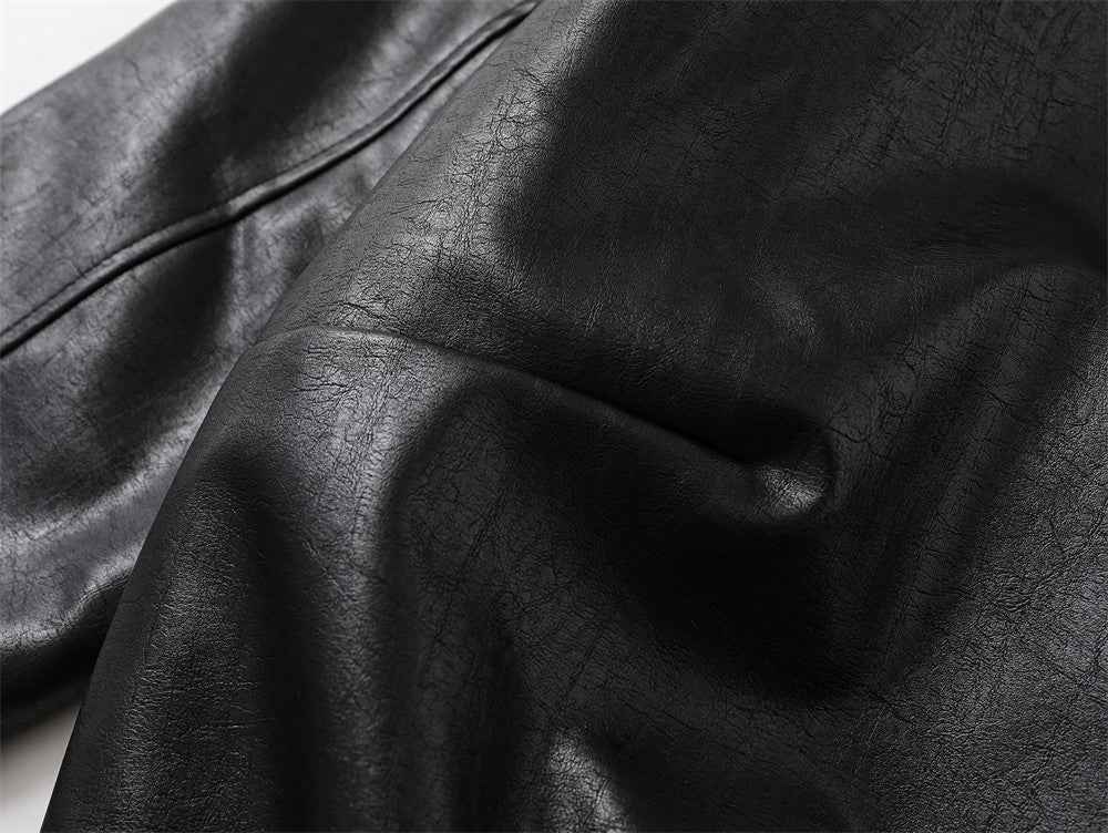 Winter Thick Warm Stand Furry Collar Leather Jacket