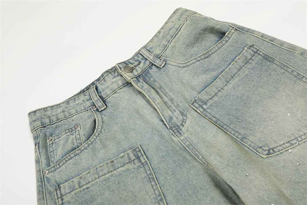 Y2K Starry Punk Front Pocket Denim Wide Leg Jeans
