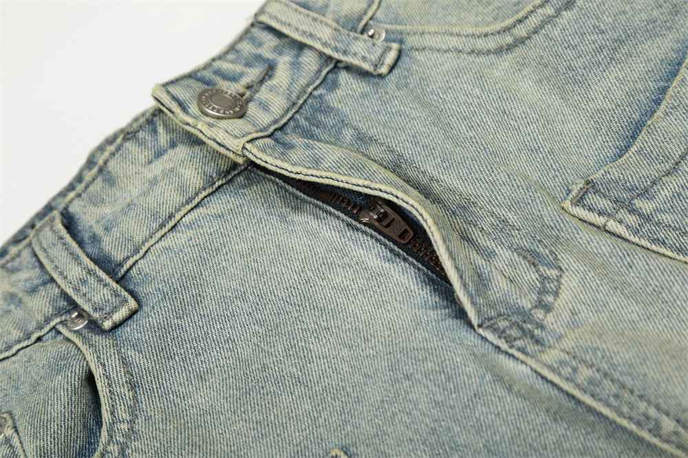 Y2K Starry Punk Front Pocket Denim Wide Leg Jeans