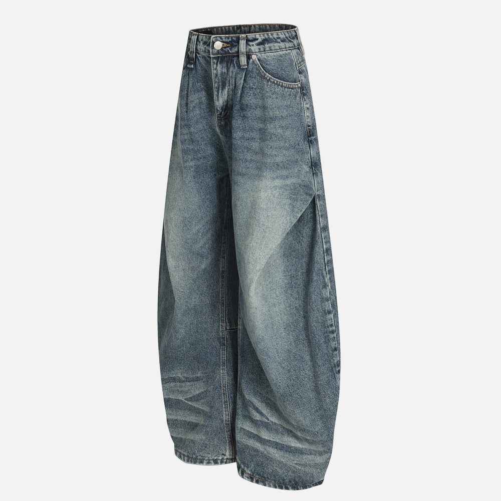 Y2K Trendy Washed Distressed Denim Wide Leg Jeans