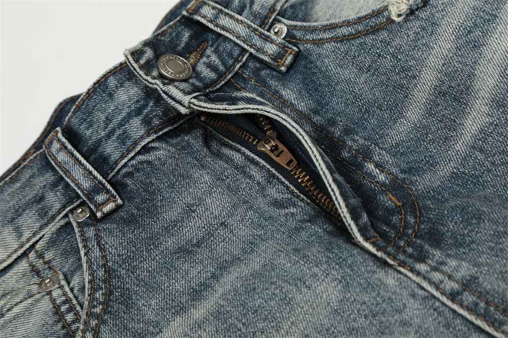 Y2K Punk Hip Hop Distressed Washed Denim Jeans