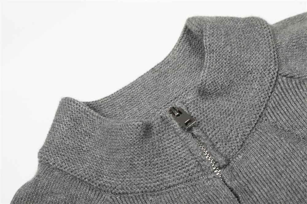 Retro Stylish High Collar Knit Zip-Up Cardigan