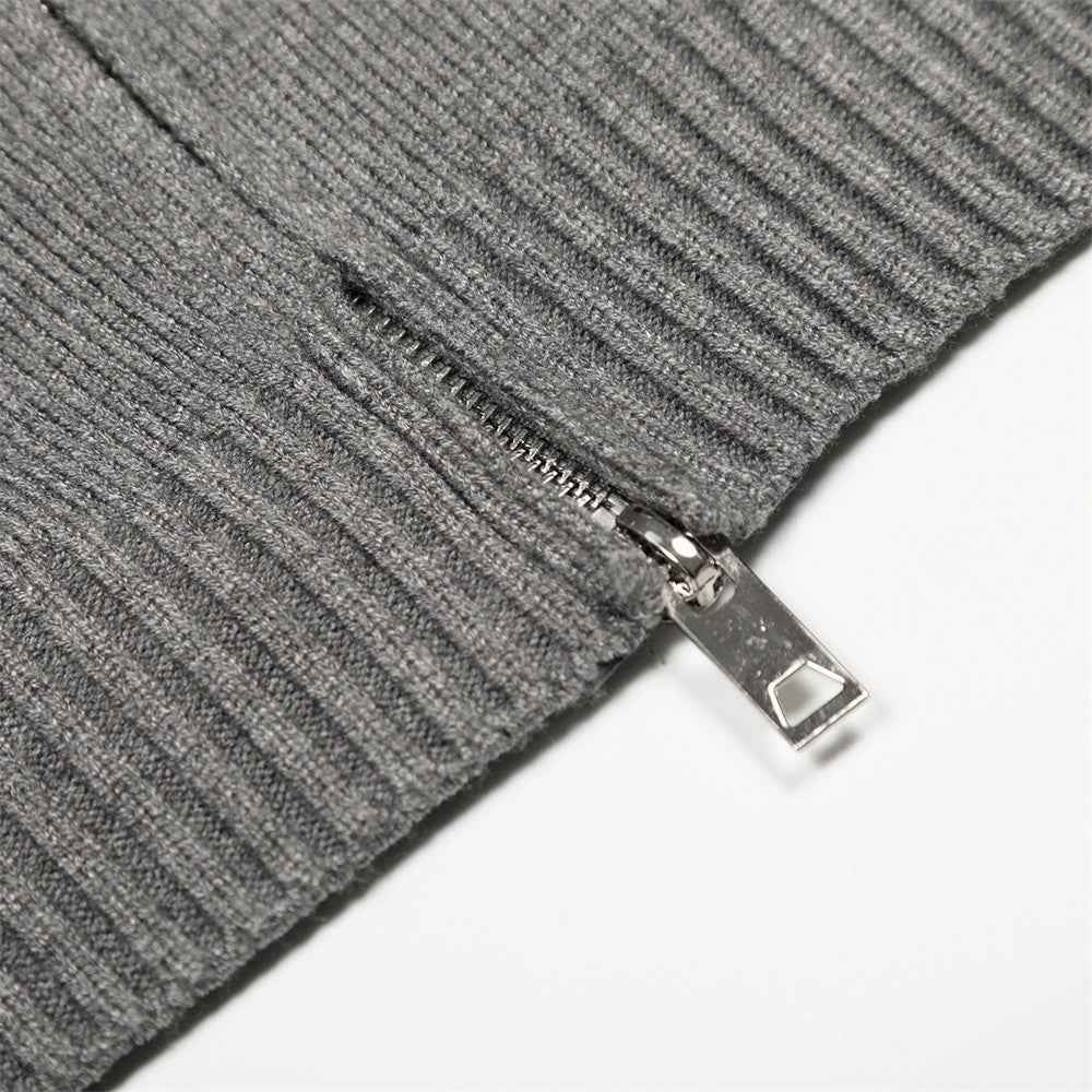 Retro Stylish High Collar Knit Zip-Up Cardigan