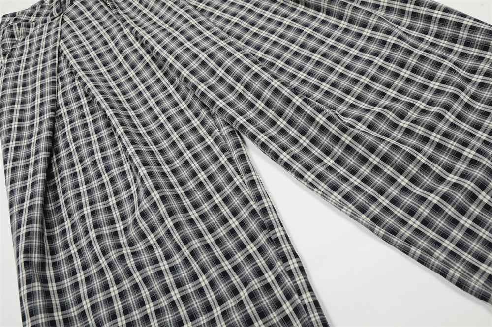 Retro Relaxed Plaid Casual Wide Leg Jogger