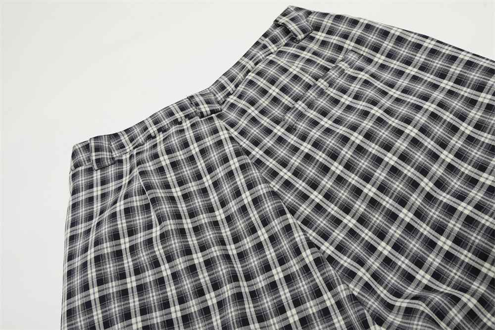 Retro Relaxed Plaid Casual Wide Leg Jogger
