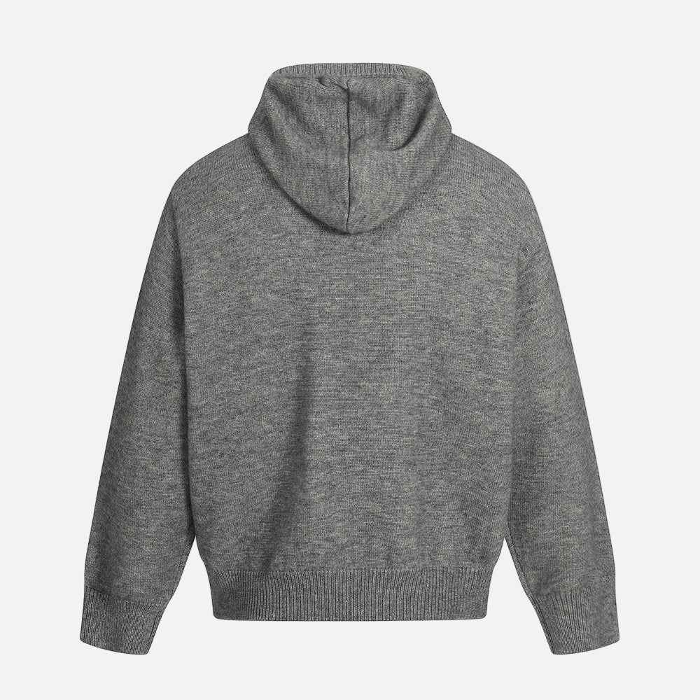 Stylish Solid Color Oversized Hooded Knit Cardigan