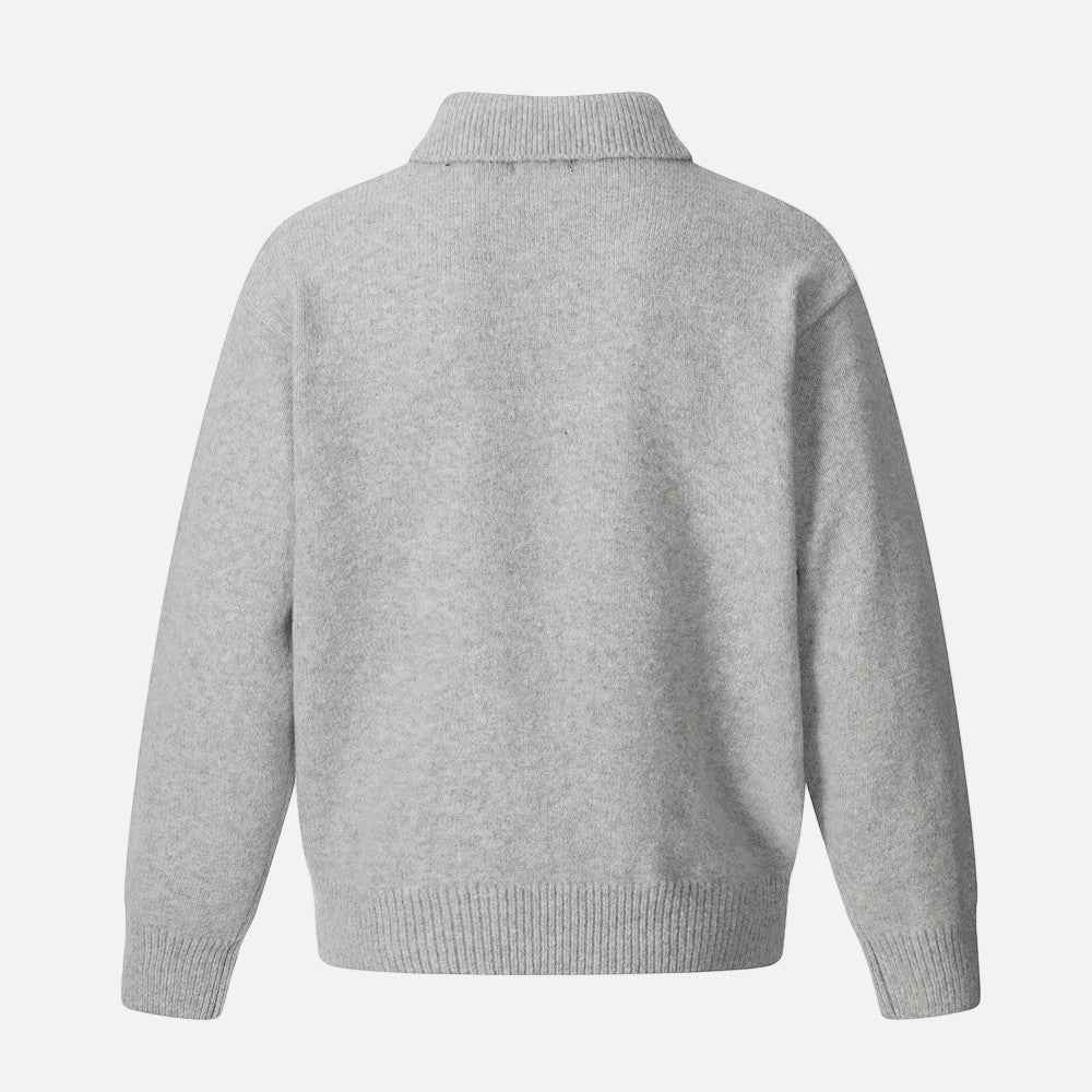 Stylish Loose Fit Stand Collar Casual Solid Color Sweater