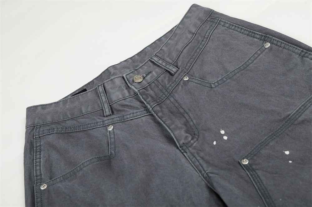 Streetwear Punk Distressed Wide Leg Denim Jeans