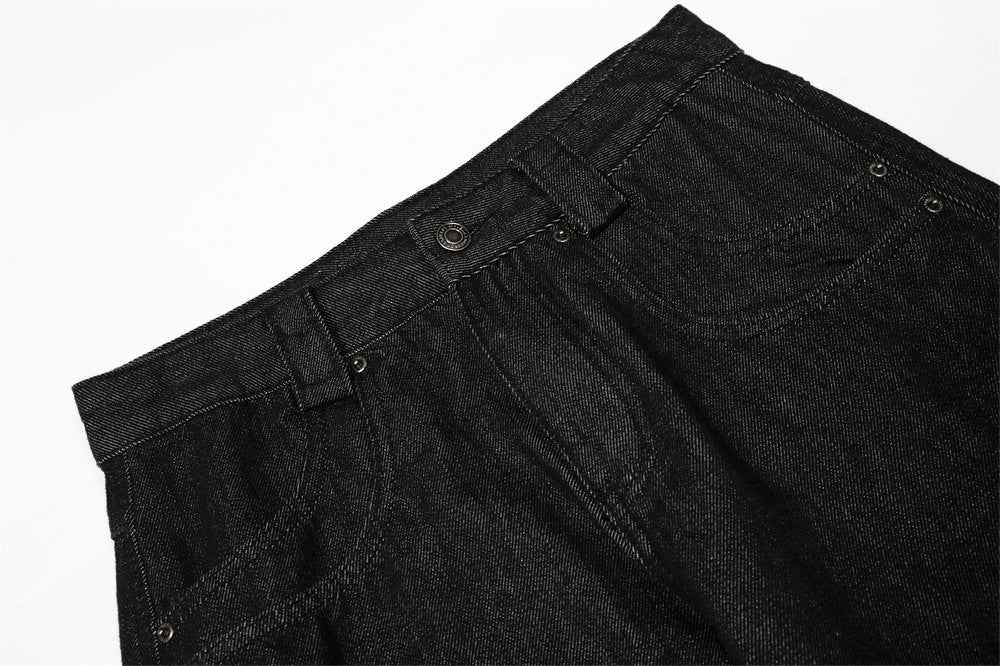 Stylish Deconstructed Pleated Wide Leg Jeans