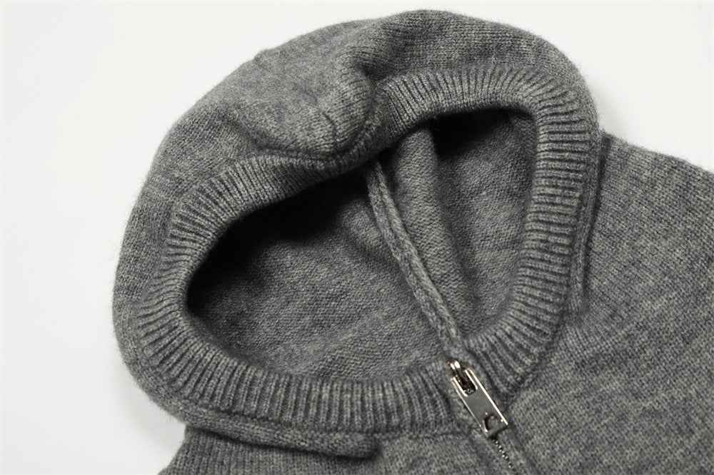 Stylish Solid Color Oversized Hooded Knit Cardigan