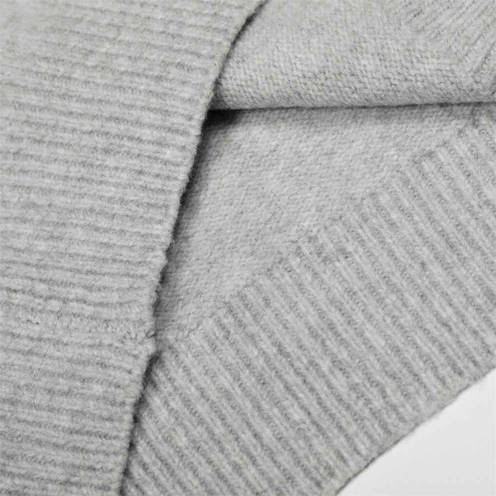Stylish Loose Fit Stand Collar Casual Solid Color Sweater