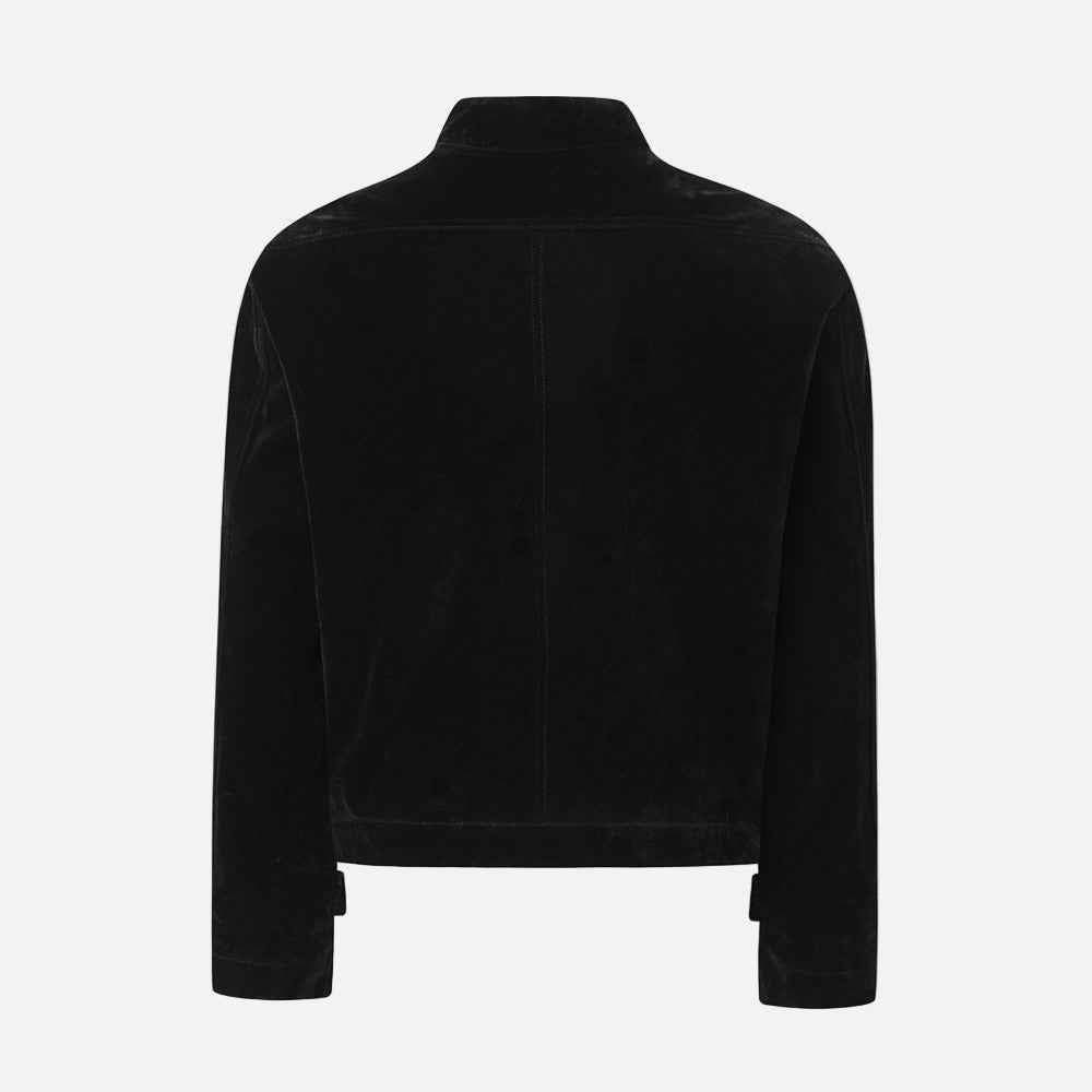 Stylish Multi Pocket Oversized Suede Stand Collar Jacket
