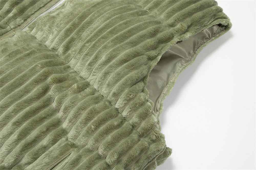 Winter Warm Loose Corduroy High Neck Vest