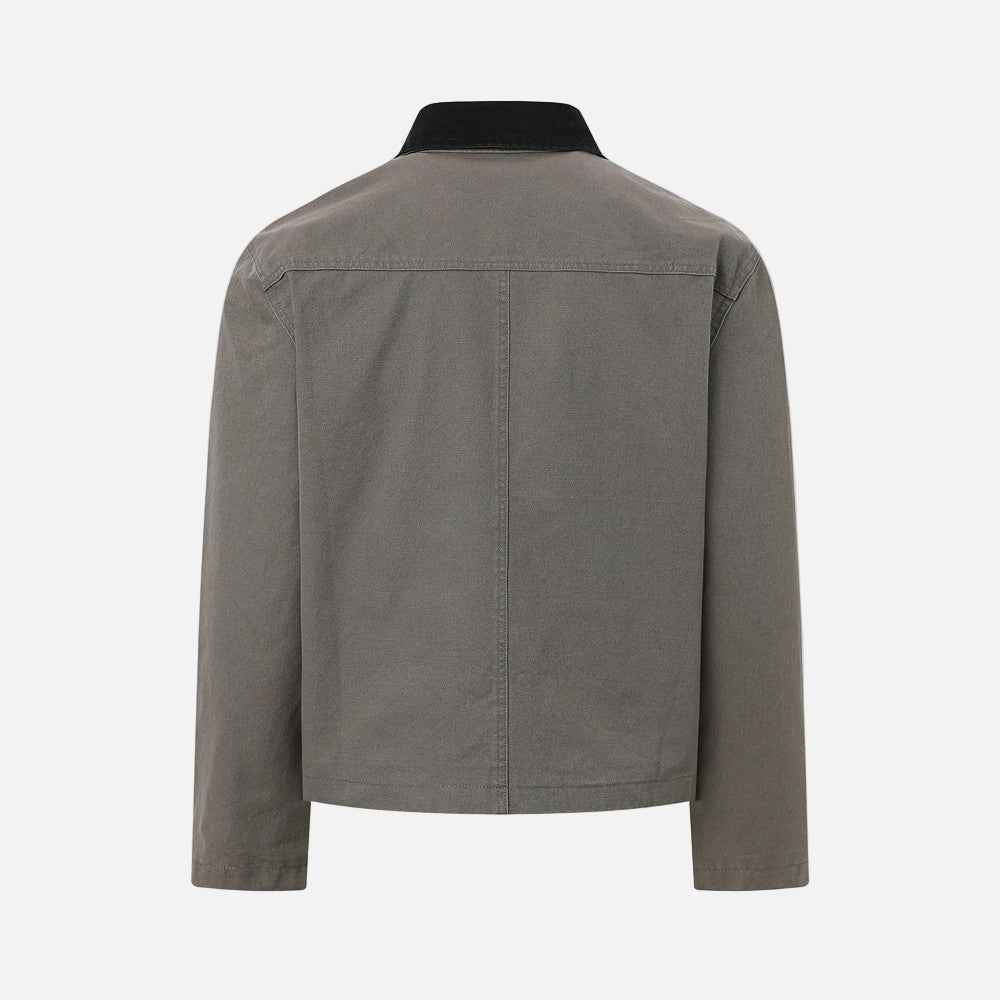 Stylish Color Block Stand Collar Retro Utility Jacket