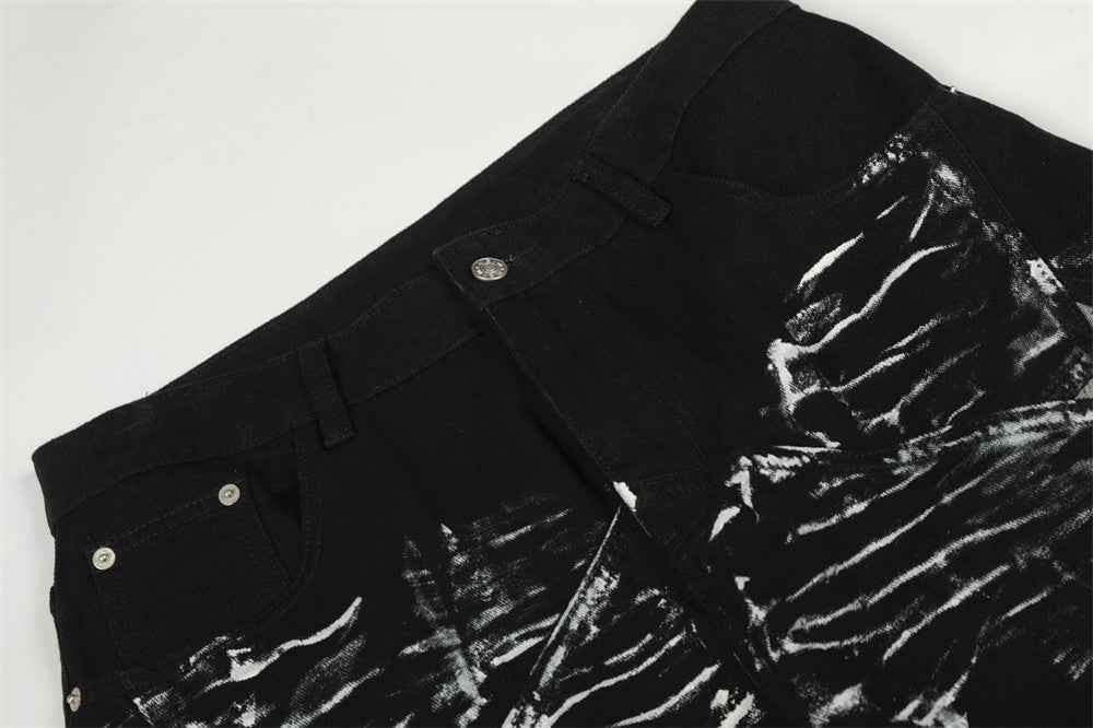 Unique Graffiti Paint Splatter Loose Wide-Leg Jeans