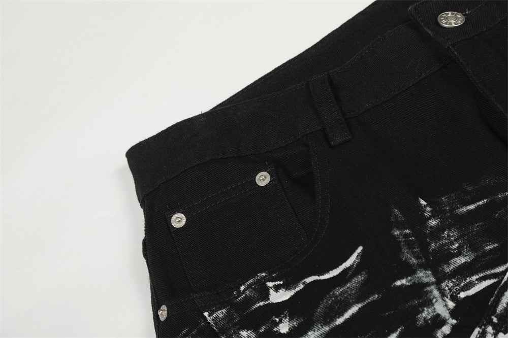 Unique Graffiti Paint Splatter Loose Wide-Leg Jeans