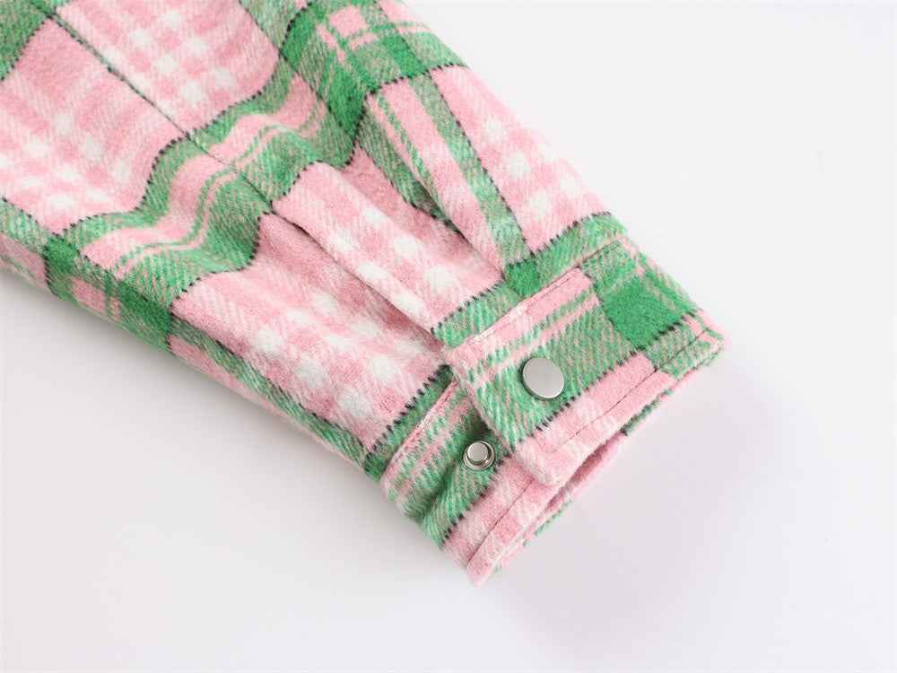 Breathable Hip Hop Retro Plaid Zip-Up Shirt