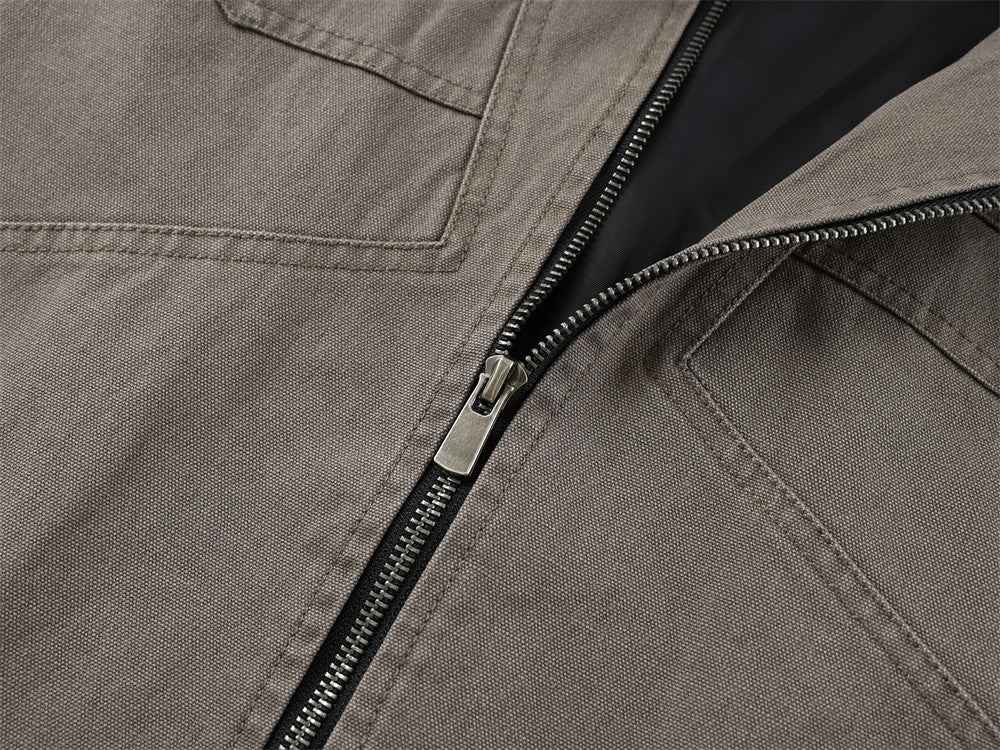 Stylish Color Block Stand Collar Retro Utility Jacket
