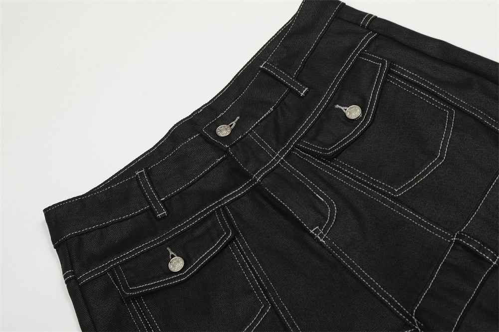 Cutting Edge Distressed Denim Wide-Leg Jeans