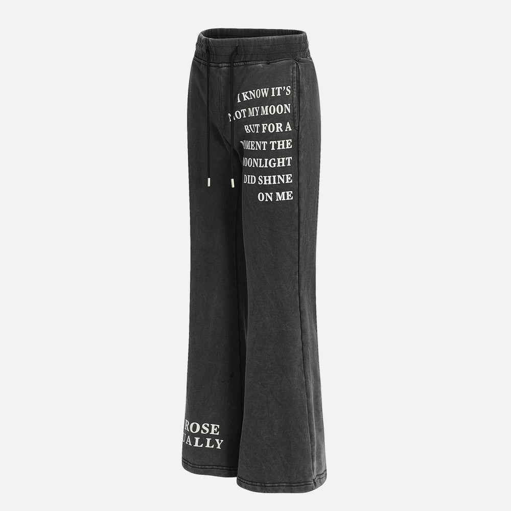 Vintage Retro Letter Print Flared Straight Sweatpants