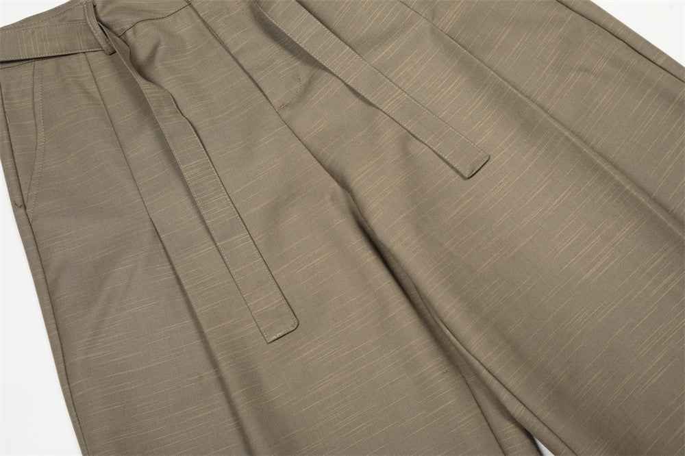 Vintage Belted Wide Leg Classic Pants